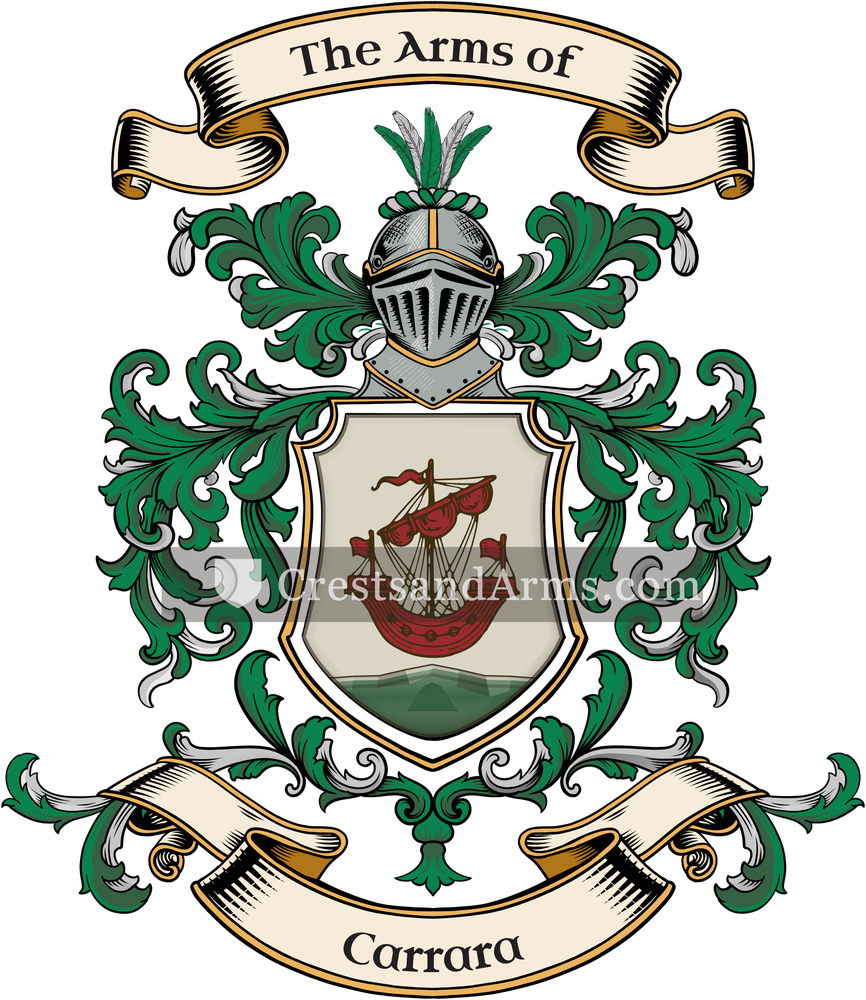 The Carrara coat of arms, drawn from the recorded blazon
