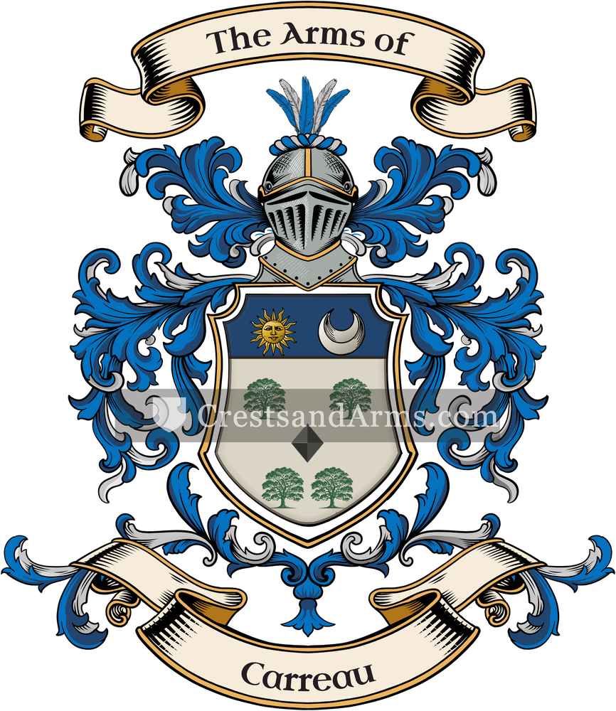 The Carreau coat of arms, drawn from the recorded blazon