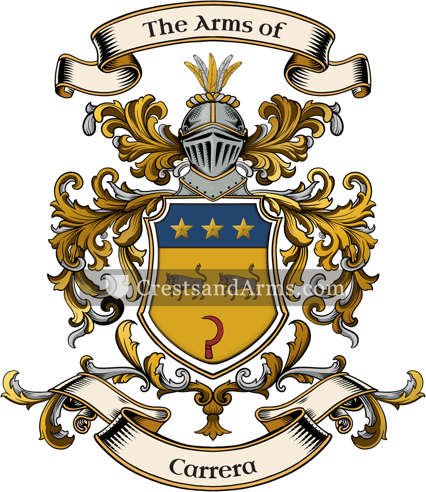 The Carrera coat of arms, drawn from the recorded blazon