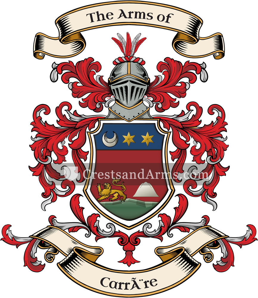 The Carrère coat of arms, drawn from the recorded blazon