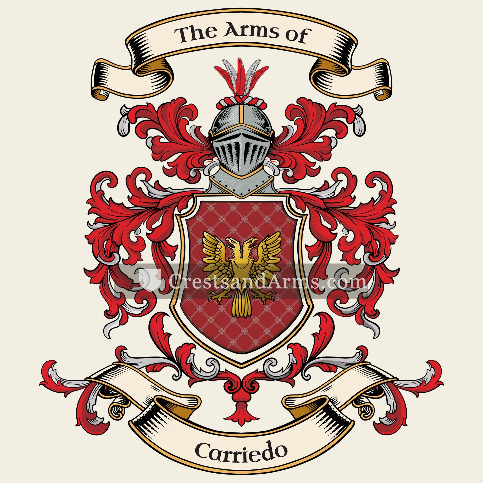 The Carriedo coat of arms, drawn from the recorded blazon