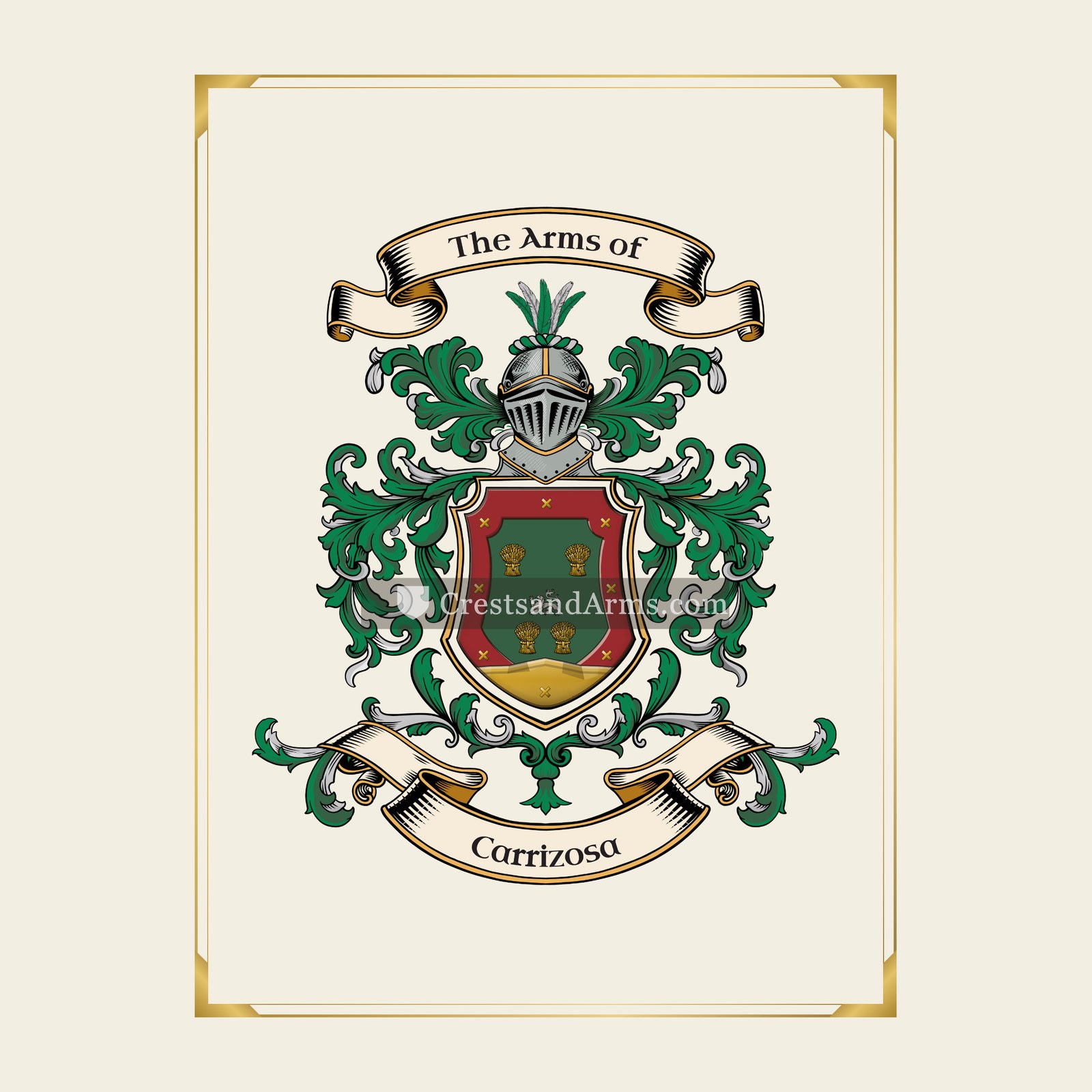 With gold border