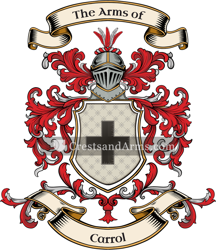 The Carrol coat of arms, drawn from the recorded blazon