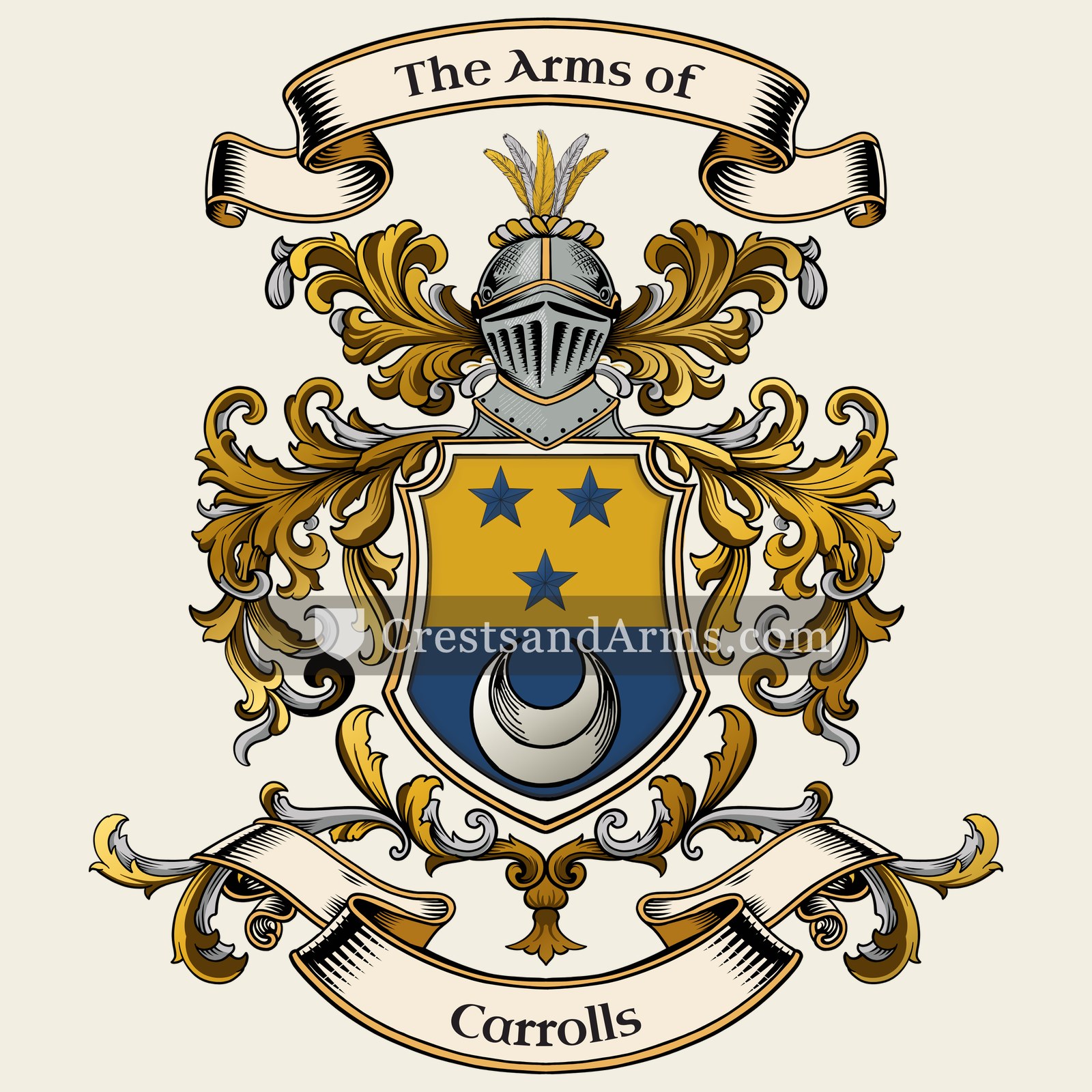 The Carrolls coat of arms, drawn from the recorded blazon