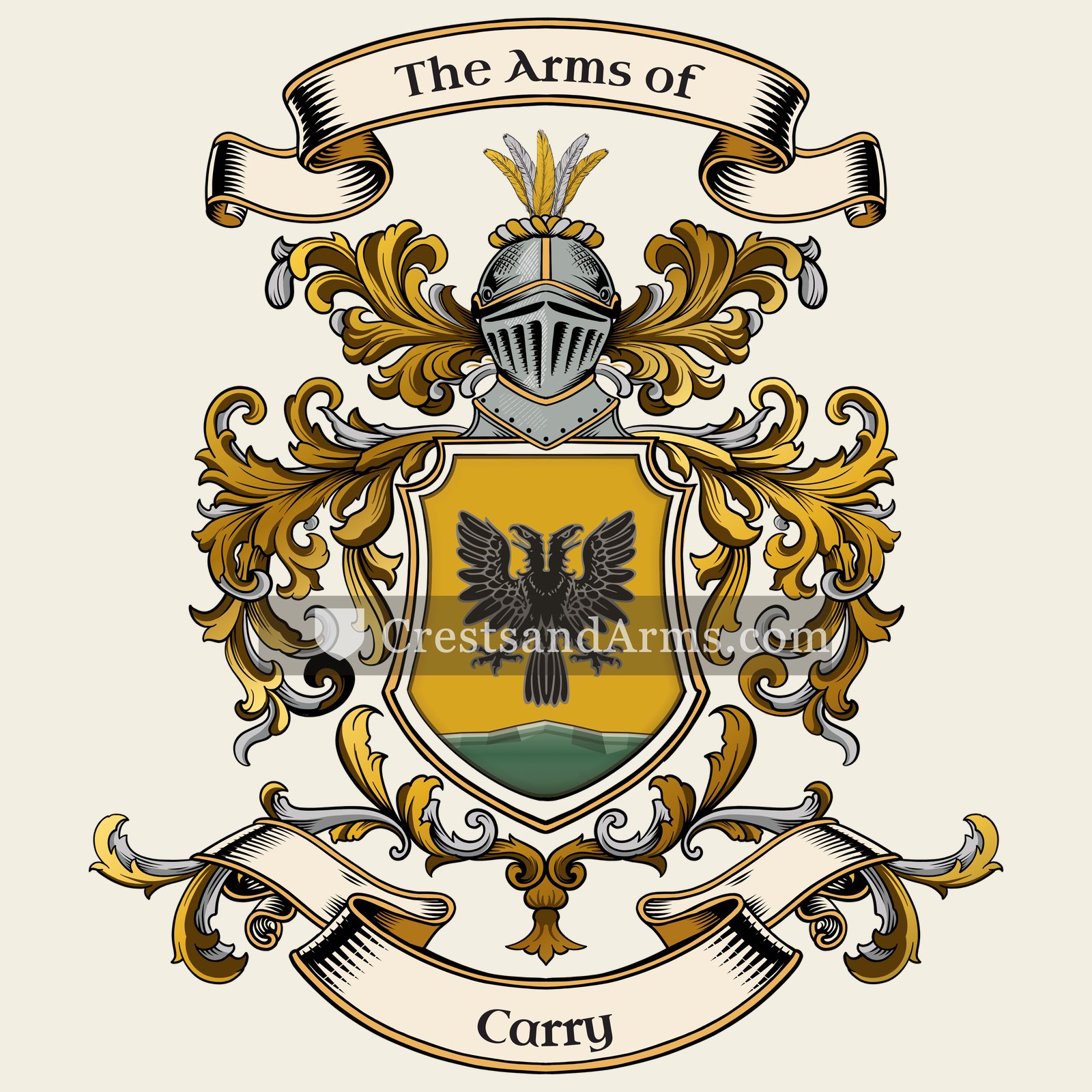 The Carry coat of arms, drawn from the recorded blazon