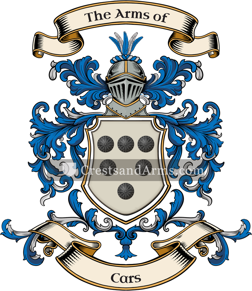 The Cars coat of arms, drawn from the recorded blazon