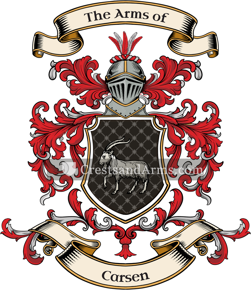 The Carsen coat of arms, drawn from the recorded blazon