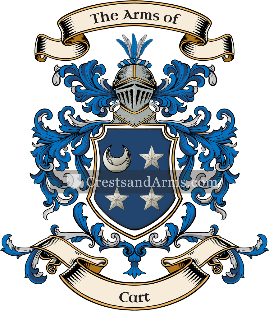 The Cart coat of arms, drawn from the recorded blazon