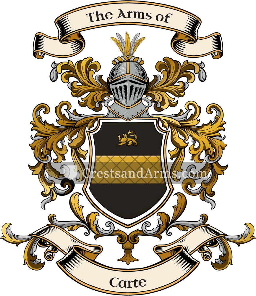 The Carte coat of arms, drawn from the recorded blazon