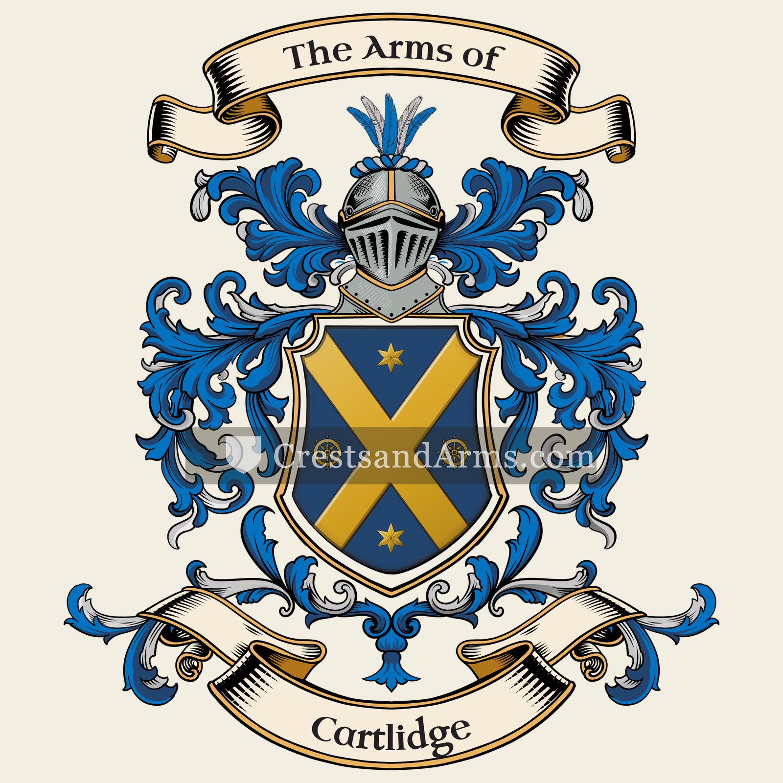 The Cartlidge coat of arms, drawn from the recorded blazon