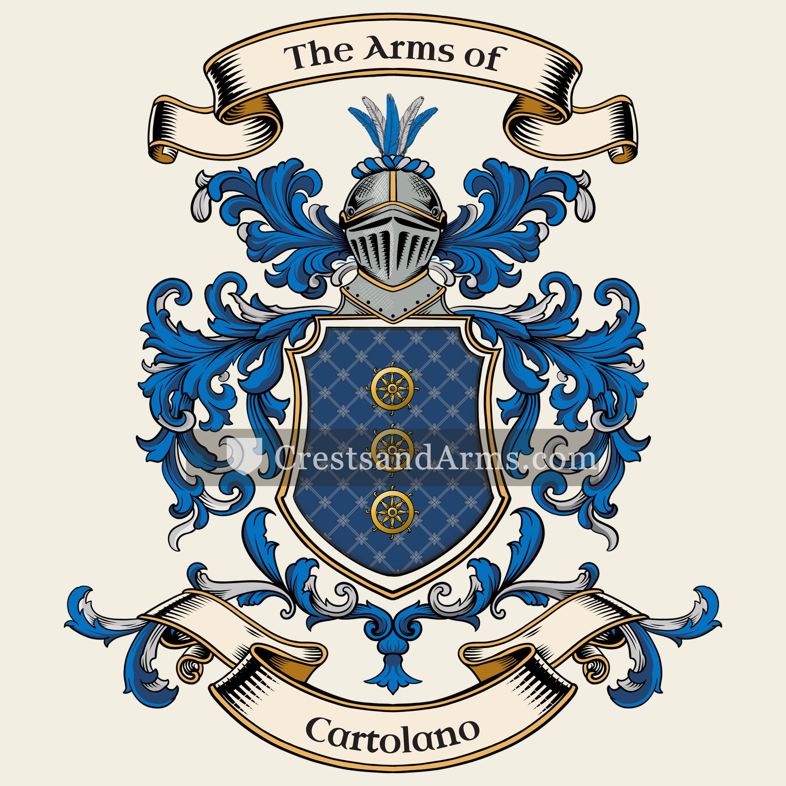 The Cartolano coat of arms, drawn from the recorded blazon