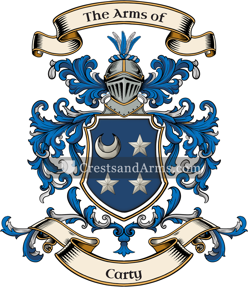 The Carty coat of arms, drawn from the recorded blazon