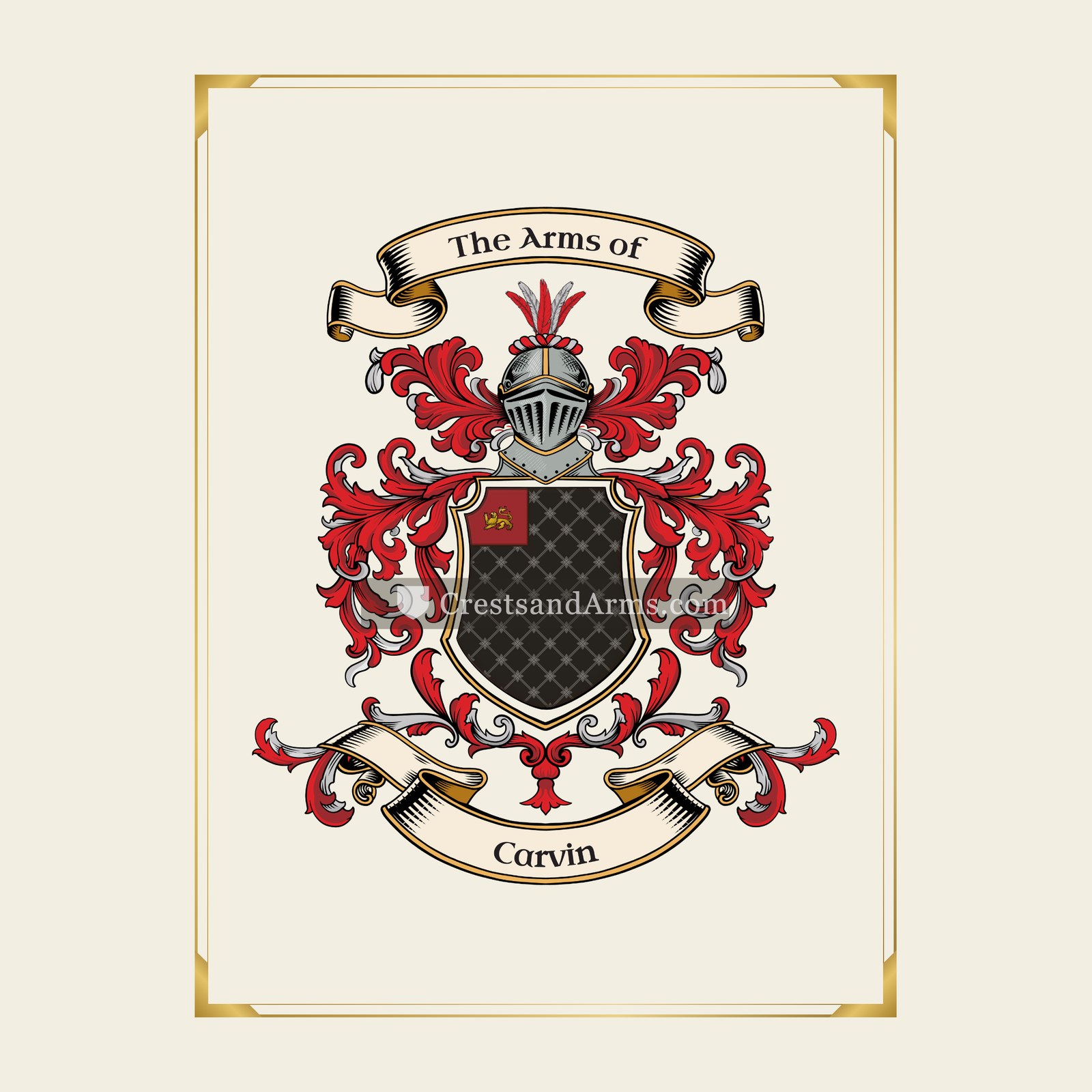 With gold border