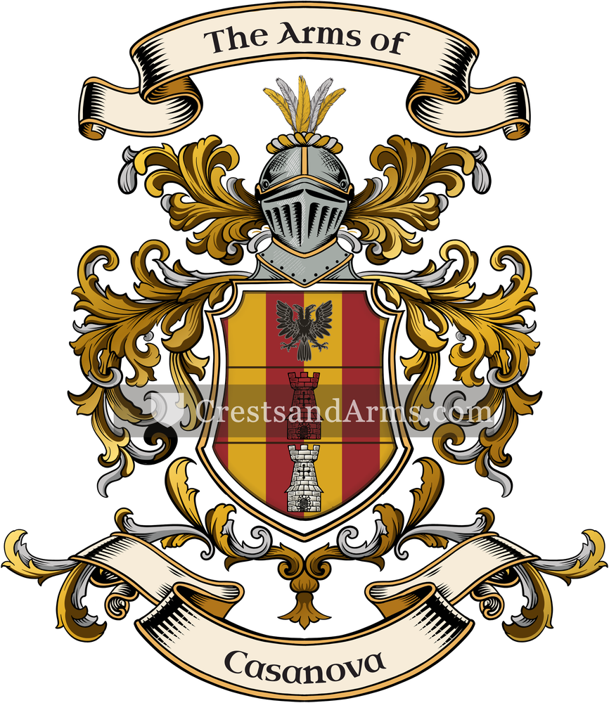 The Casanova coat of arms, drawn from the recorded blazon