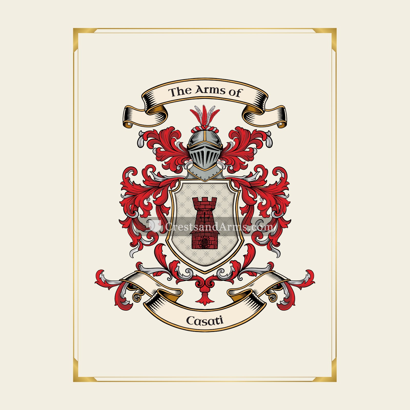 With gold border