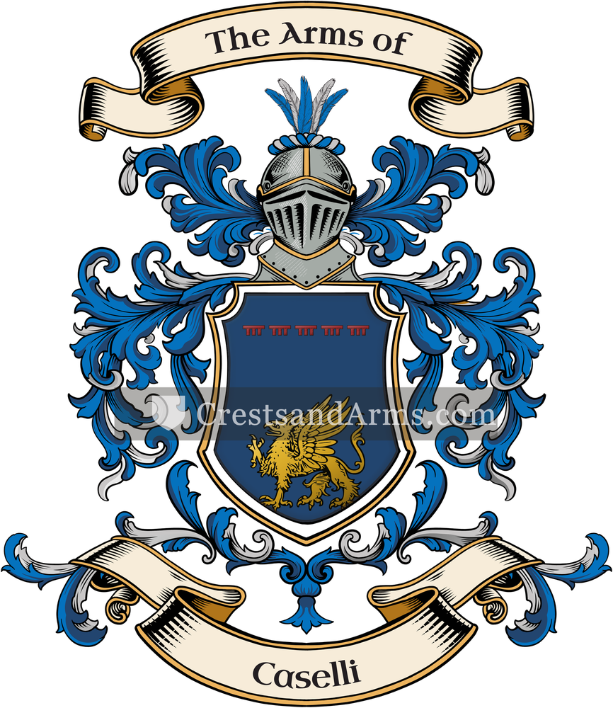 The Caselli coat of arms, drawn from the recorded blazon