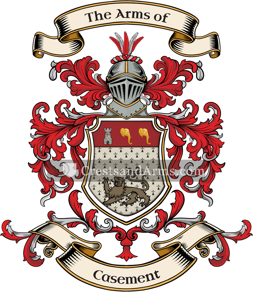 The Casement coat of arms, drawn from the recorded blazon