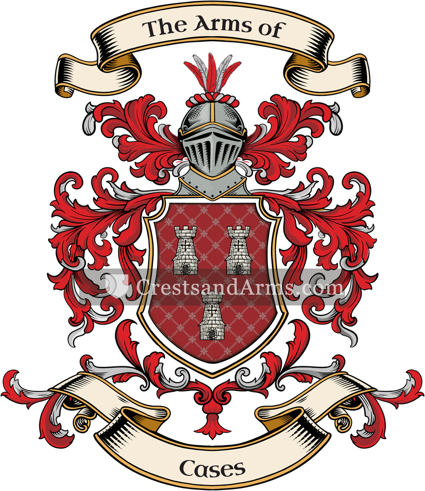 The Cases coat of arms, drawn from the recorded blazon