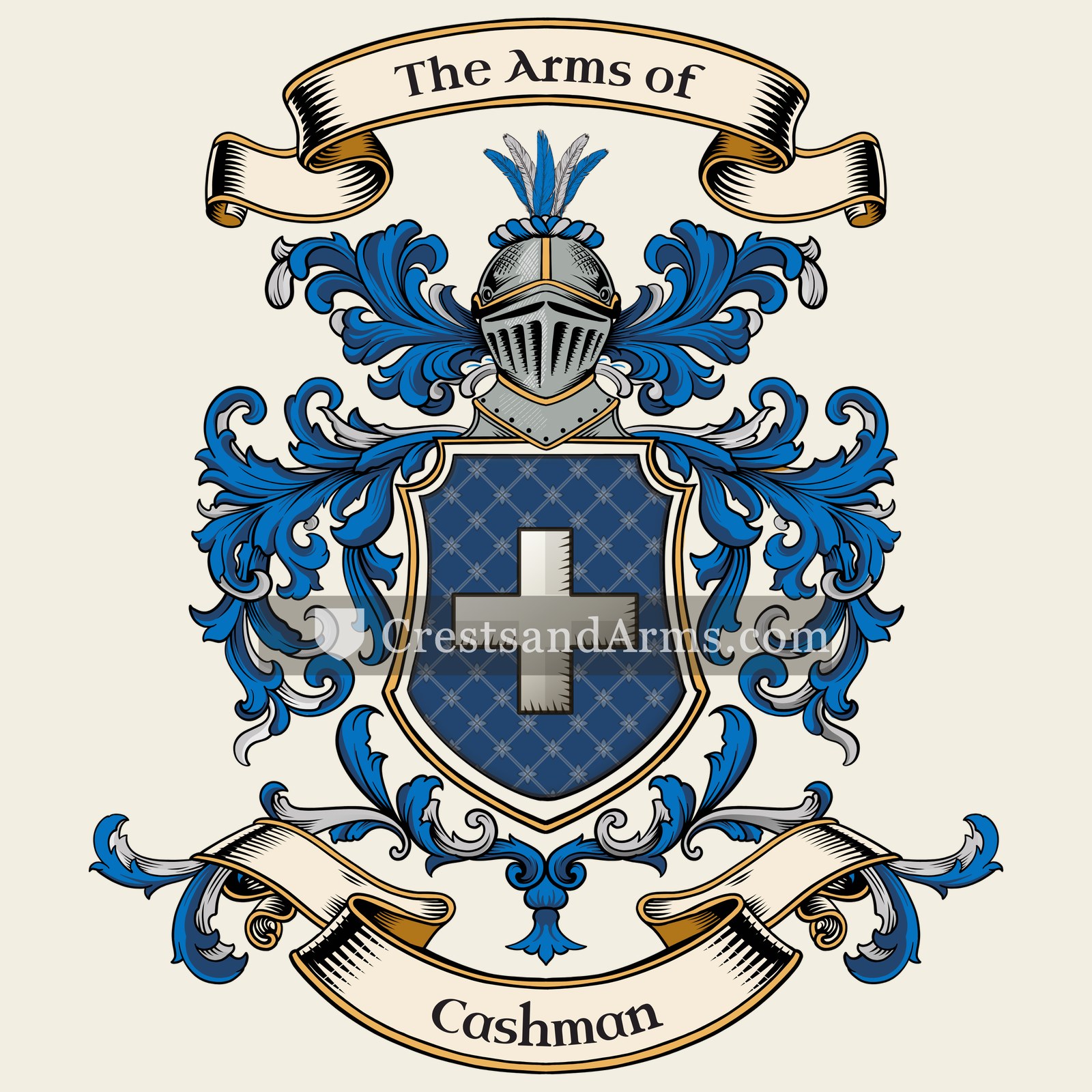 The Cashman coat of arms, drawn from the recorded blazon