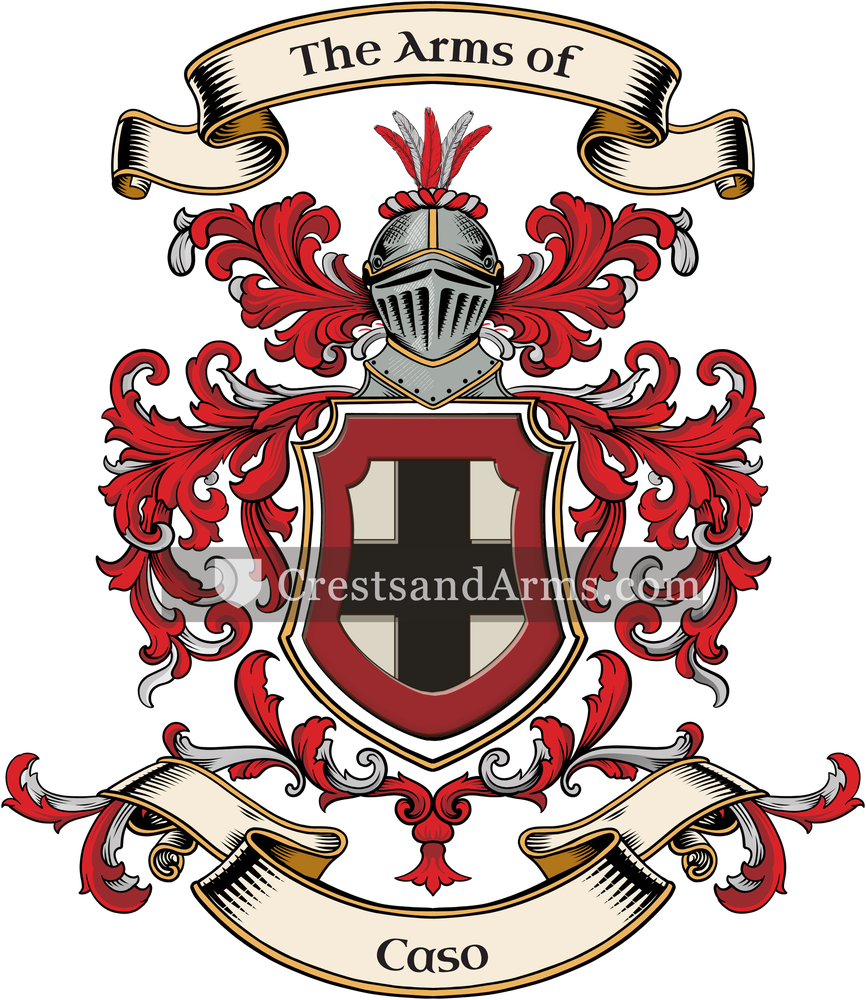 The Caso coat of arms, drawn from the recorded blazon
