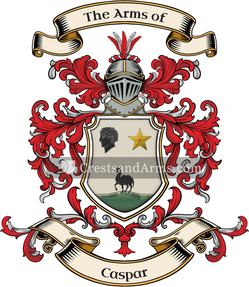 The Caspar coat of arms, drawn from the recorded blazon