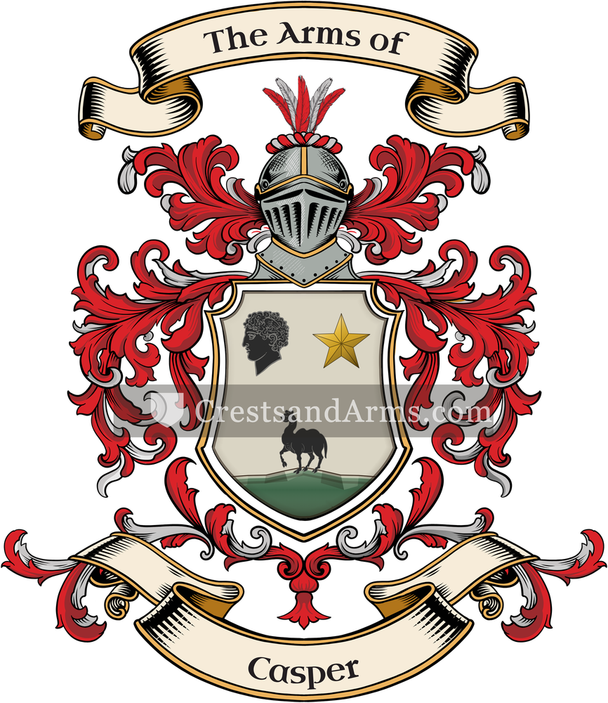The Casper coat of arms, drawn from the recorded blazon