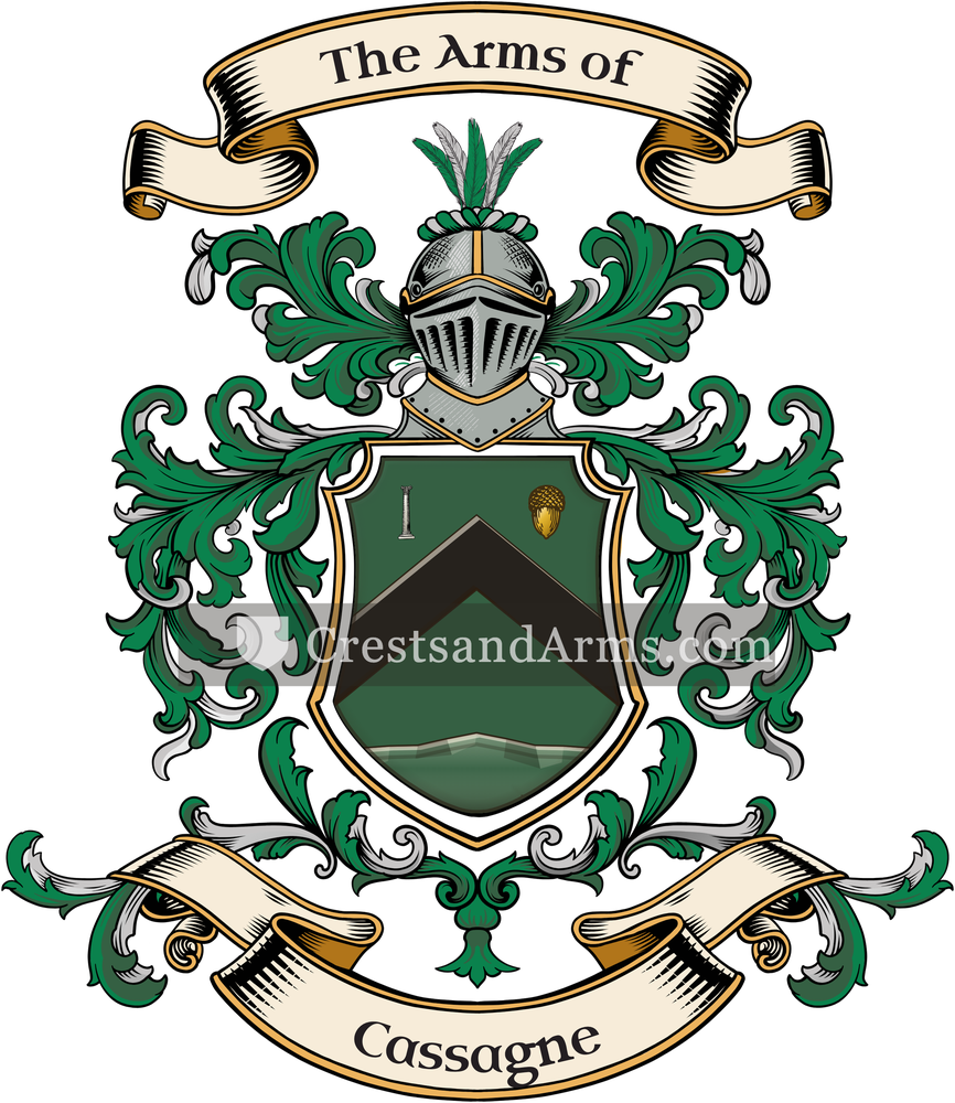 The Cassagne coat of arms, drawn from the recorded blazon