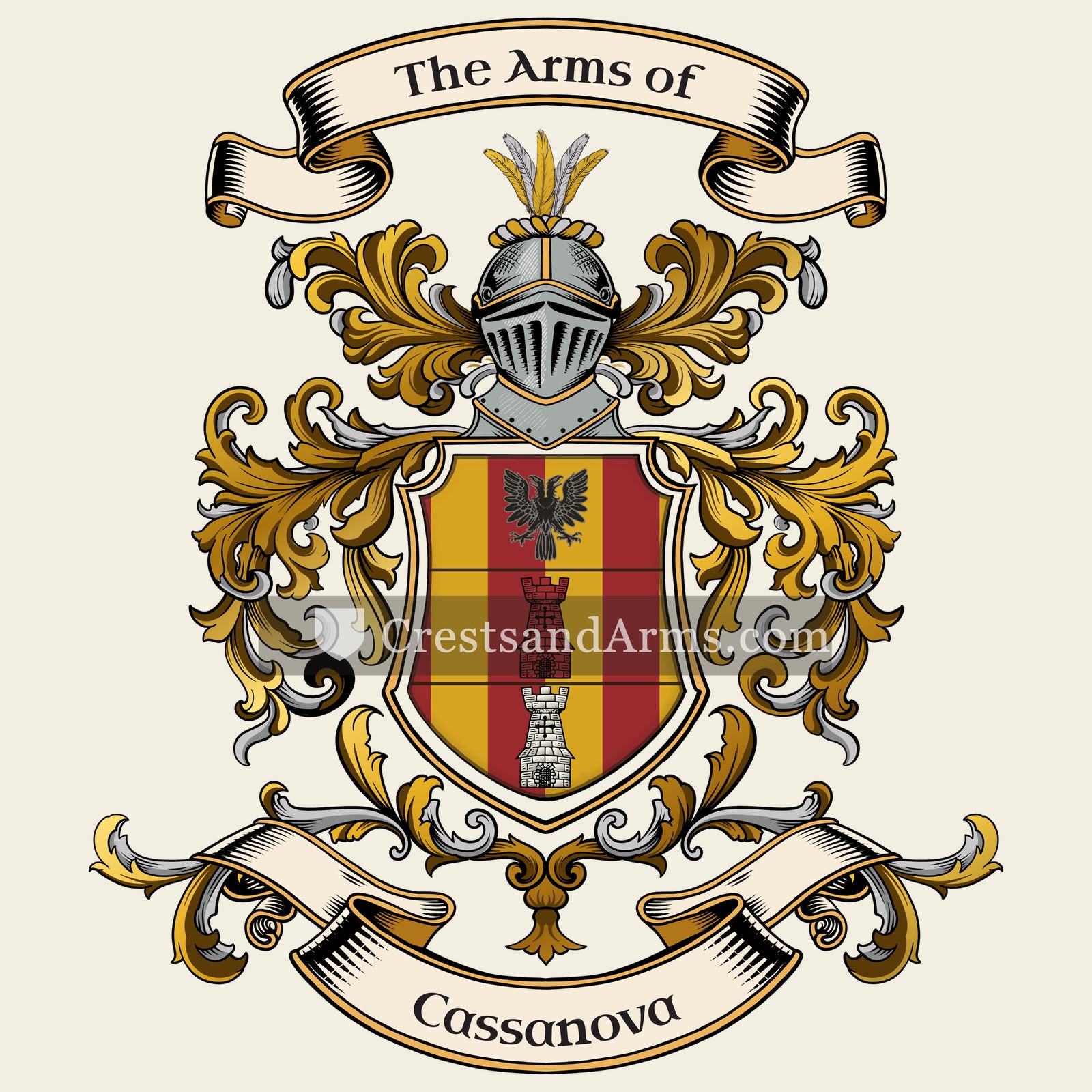 The Cassanova coat of arms, drawn from the recorded blazon