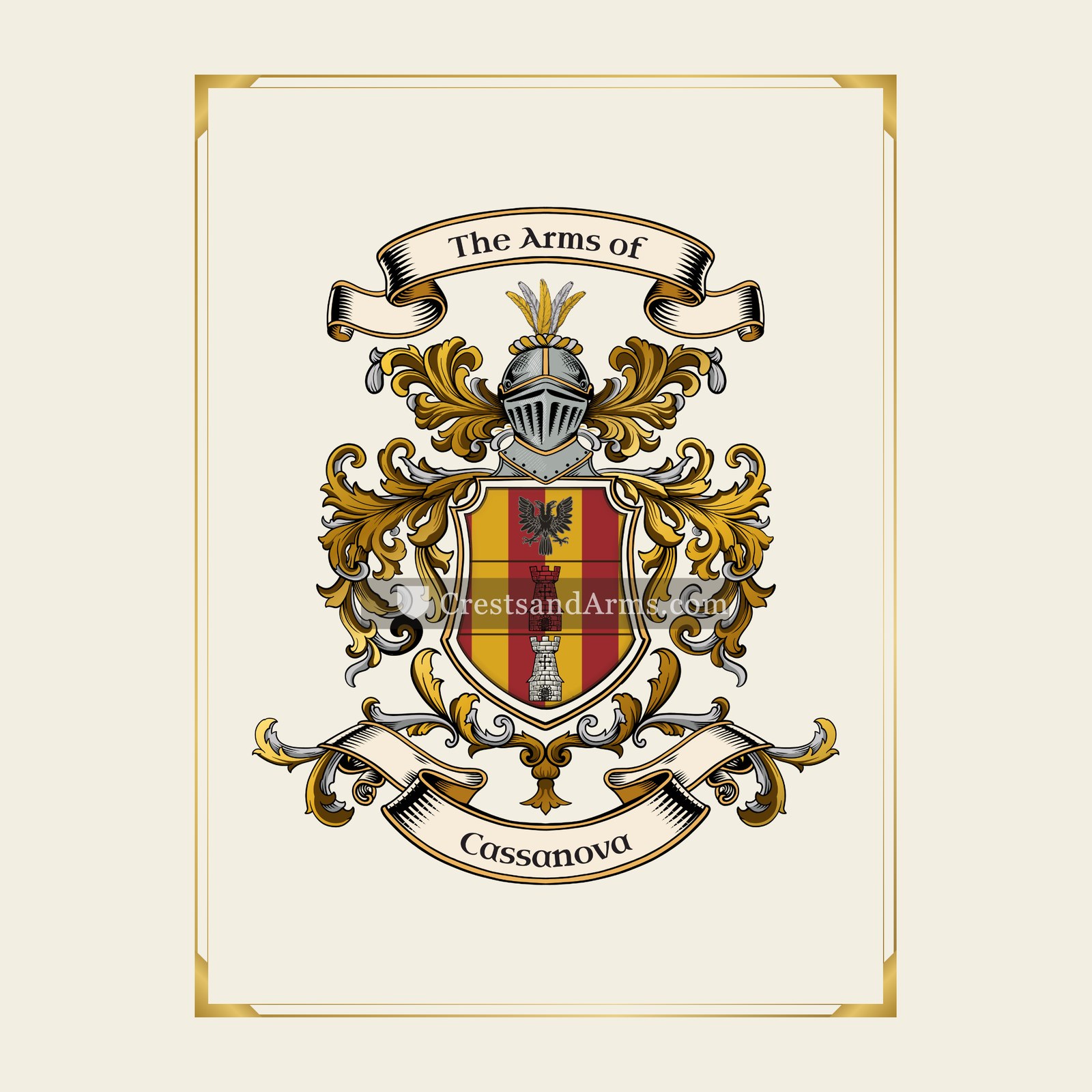 With gold border