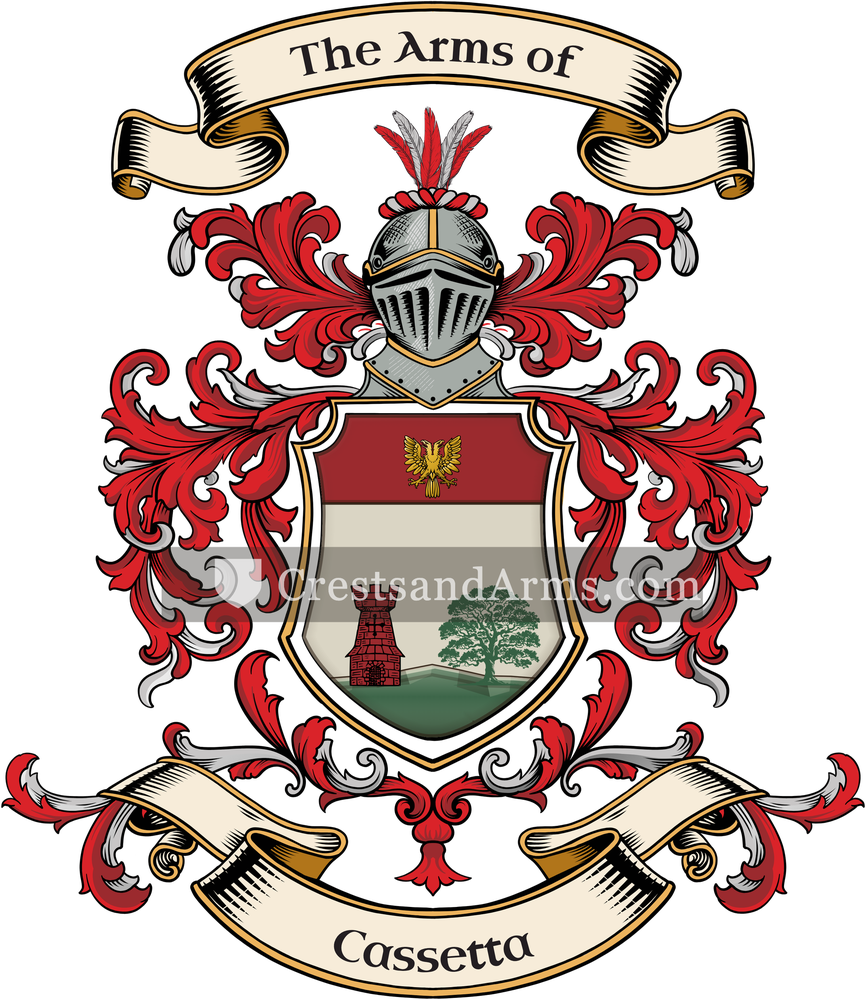 The Cassetta coat of arms, drawn from the recorded blazon