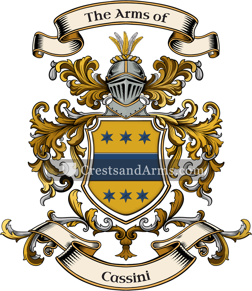 The Cassini coat of arms, drawn from the recorded blazon