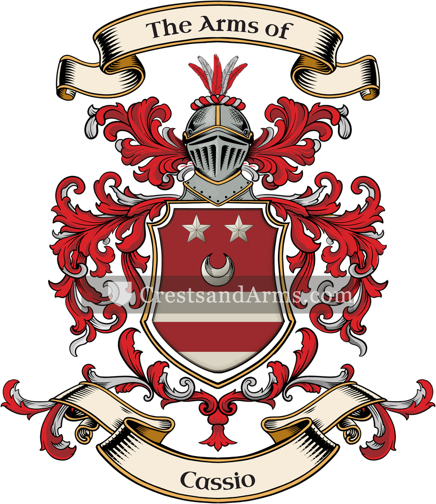 The Cassio coat of arms, drawn from the recorded blazon
