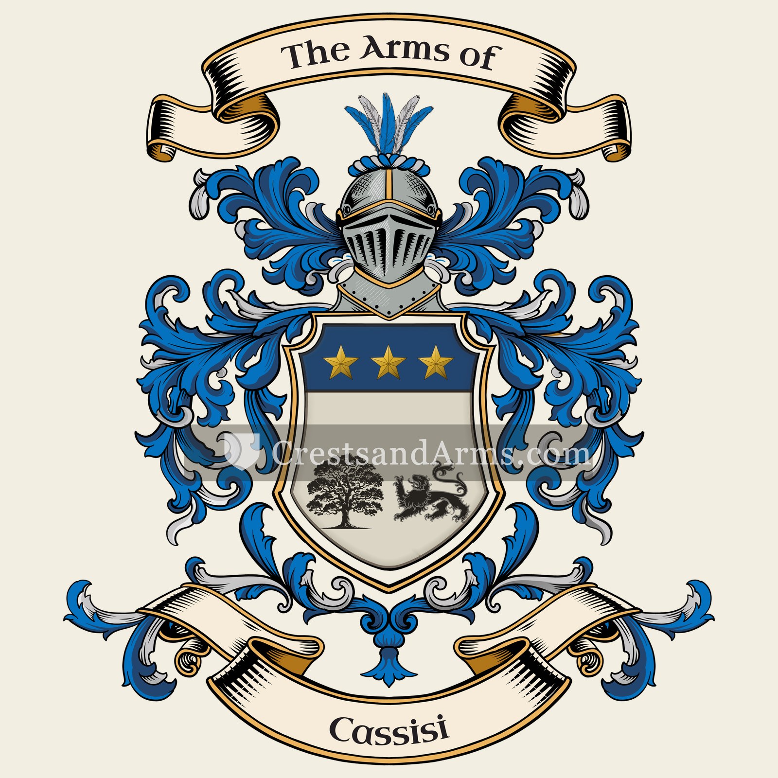 The Cassisi coat of arms, drawn from the recorded blazon