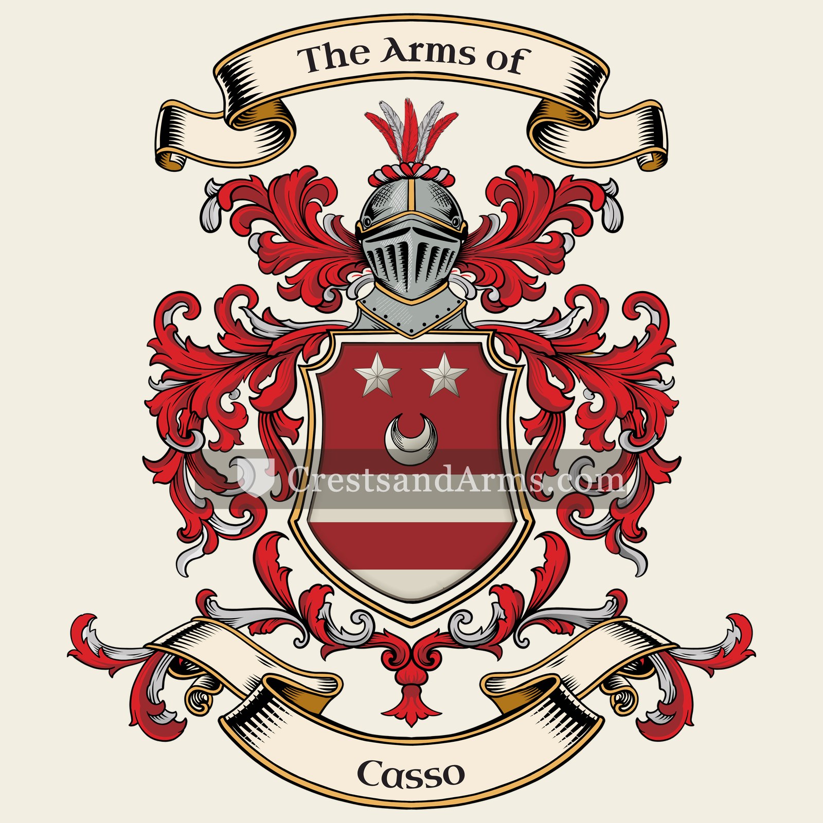 The Casso coat of arms, drawn from the recorded blazon