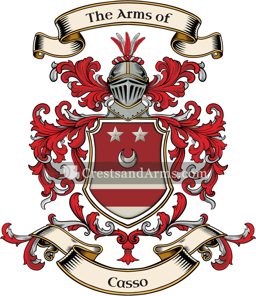 The Casso coat of arms, drawn from the recorded blazon