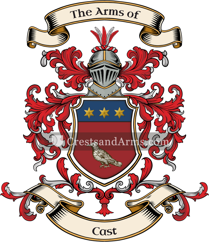 The Cast coat of arms, drawn from the recorded blazon