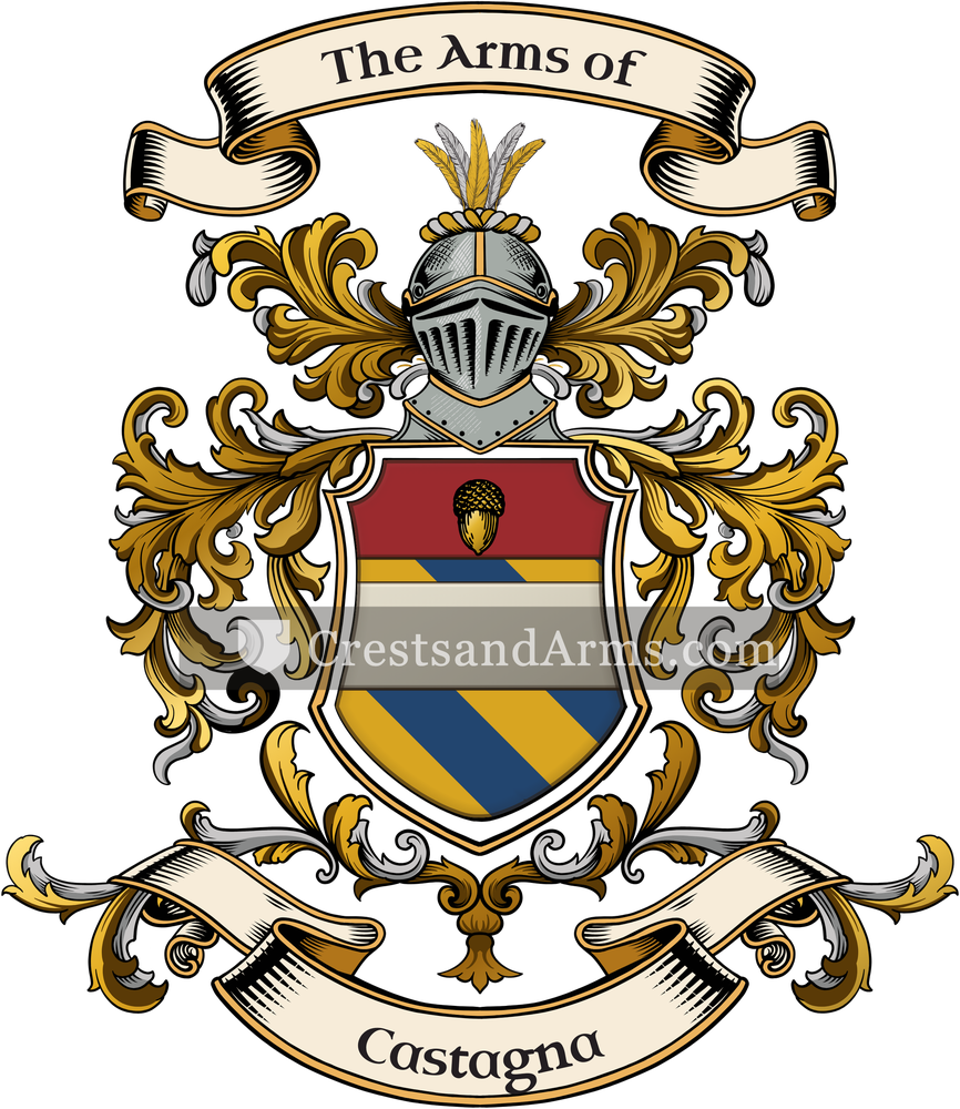 The Castagna coat of arms, drawn from the recorded blazon