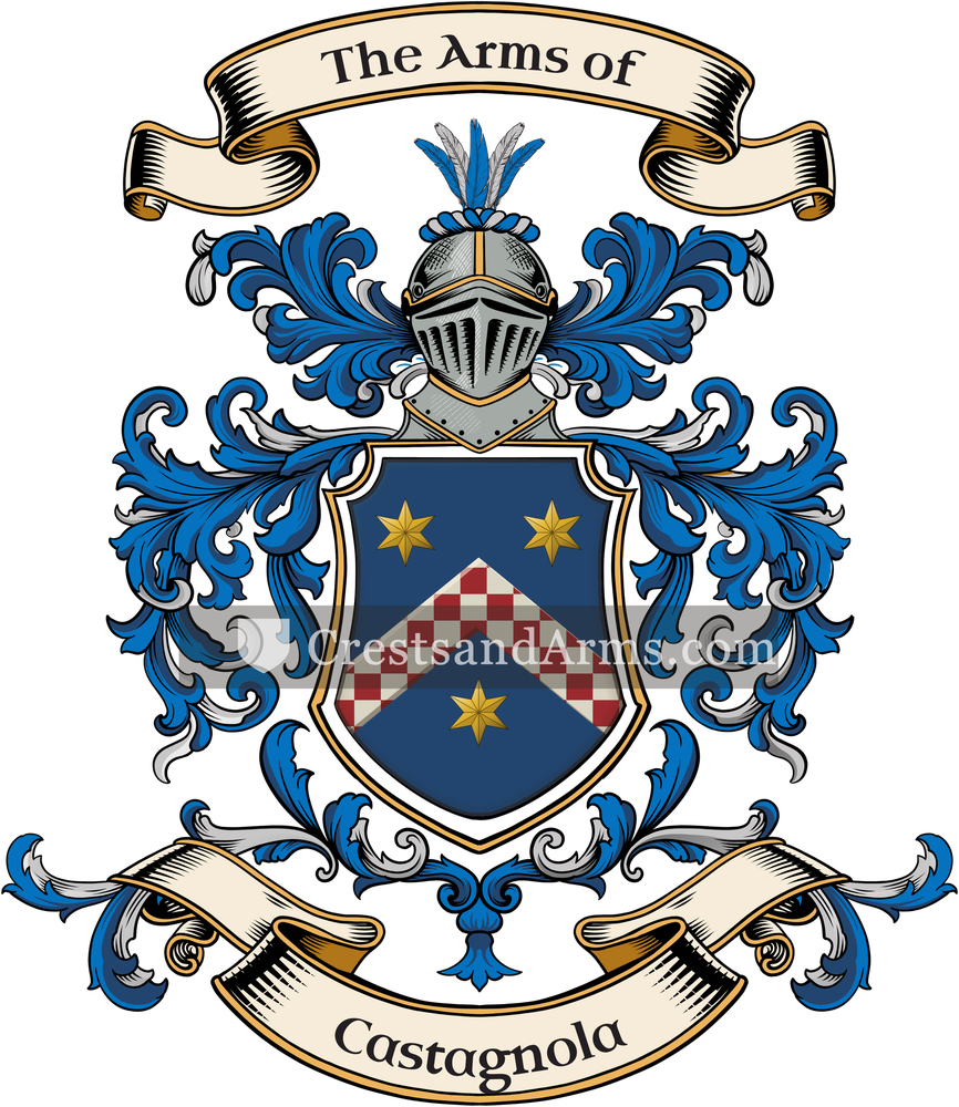 The Castagnola coat of arms, drawn from the recorded blazon