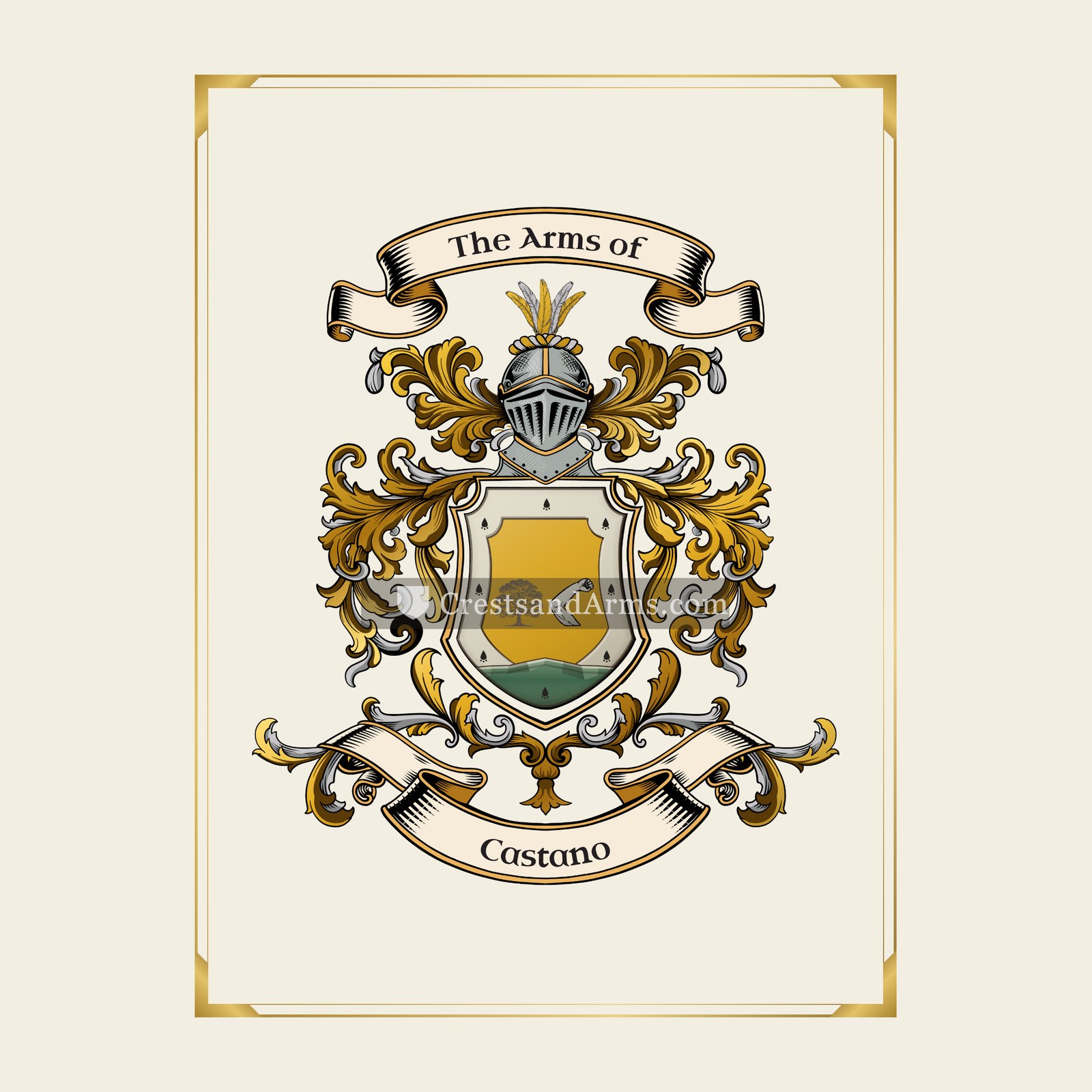 With gold border