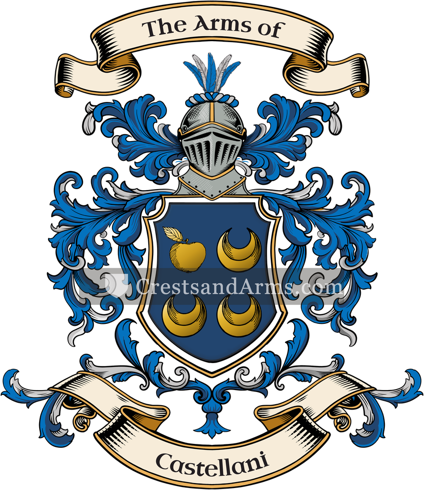 The Castellani coat of arms, drawn from the recorded blazon