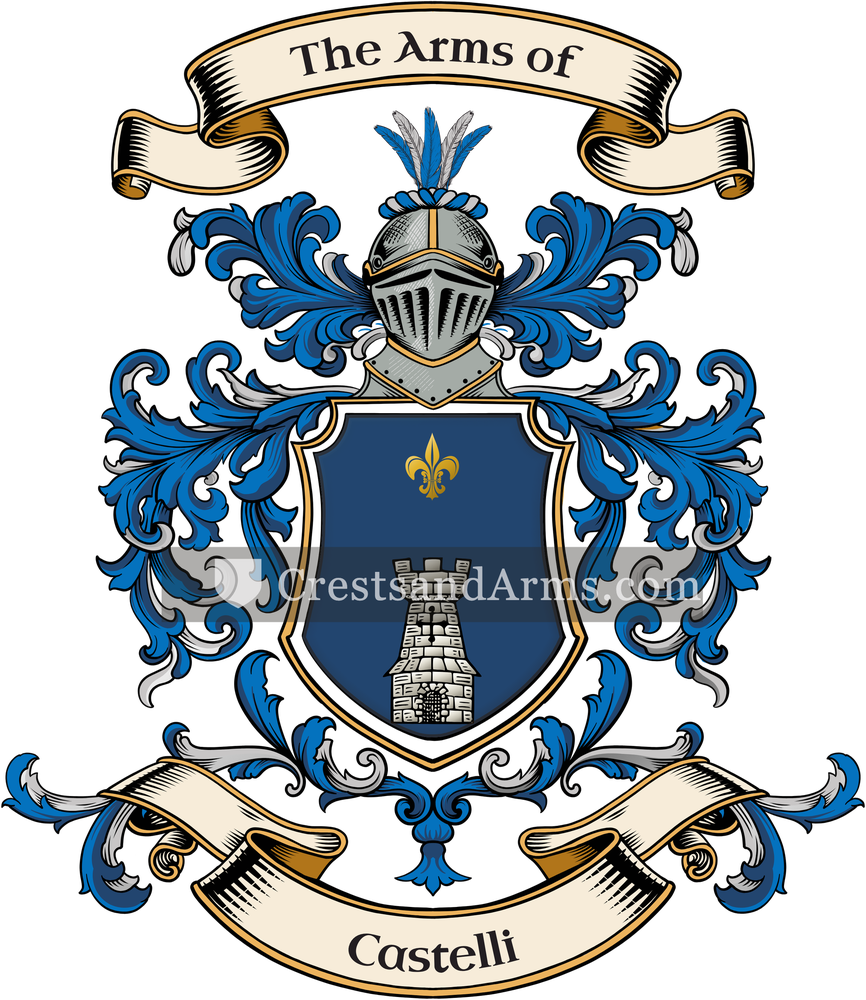 The Castelli coat of arms, drawn from the recorded blazon