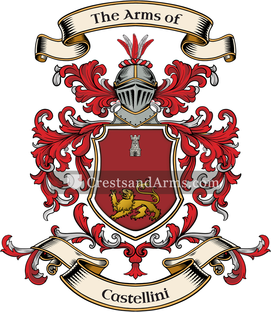 The Castellini coat of arms, drawn from the recorded blazon
