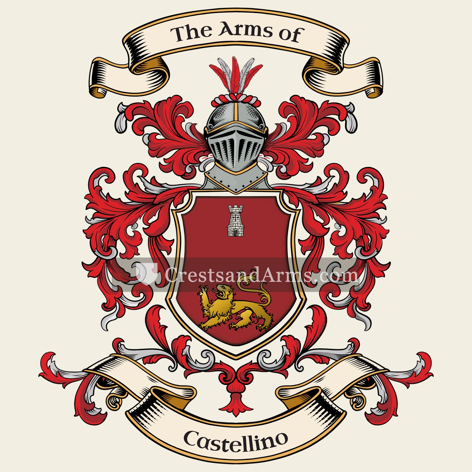 The Castellino coat of arms, drawn from the recorded blazon