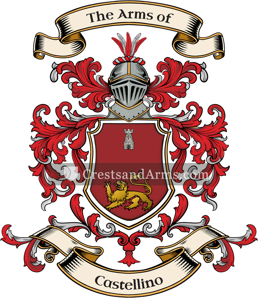 The Castellino coat of arms, drawn from the recorded blazon