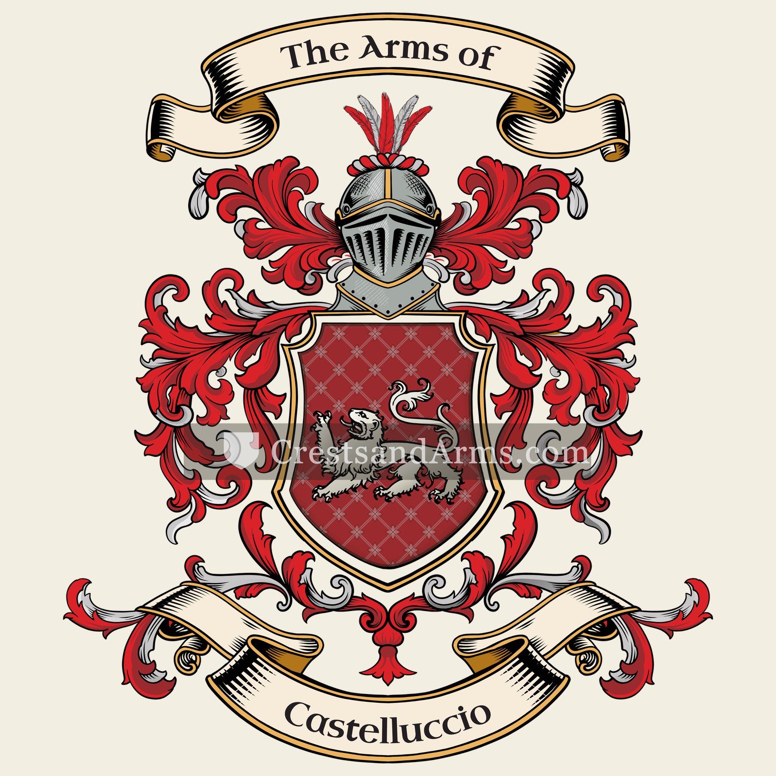 The Castelluccio coat of arms, drawn from the recorded blazon