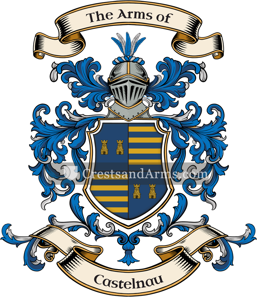 The Castelnau coat of arms, drawn from the recorded blazon