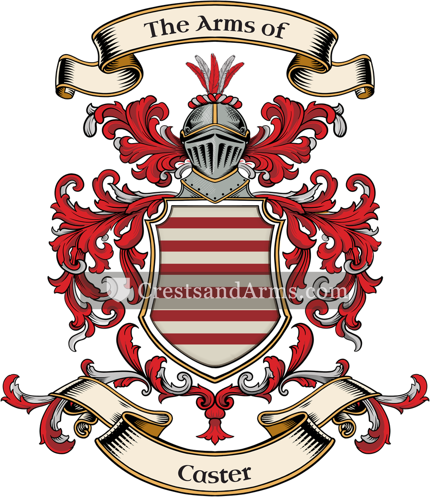 The Caster coat of arms, drawn from the recorded blazon
