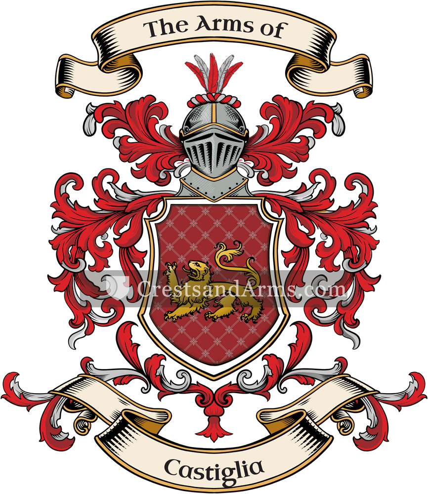 The Castiglia coat of arms, drawn from the recorded blazon