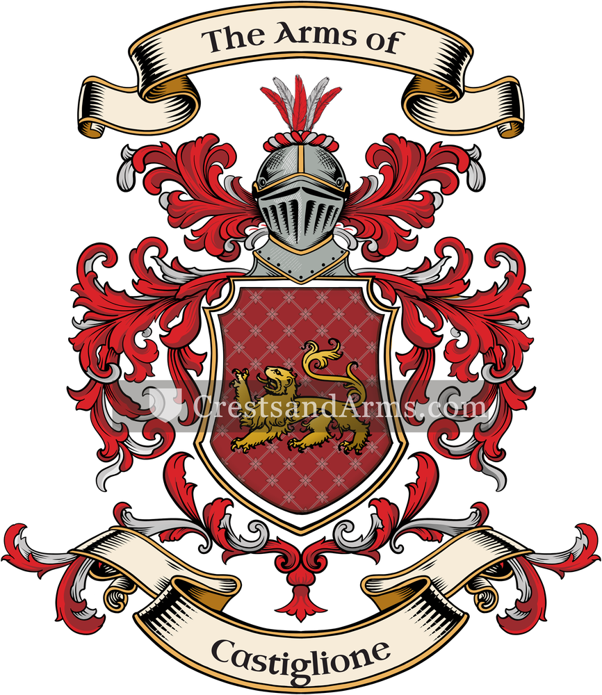 The Castiglione coat of arms, drawn from the recorded blazon