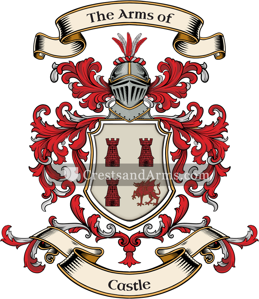 The Castle coat of arms, drawn from the recorded blazon